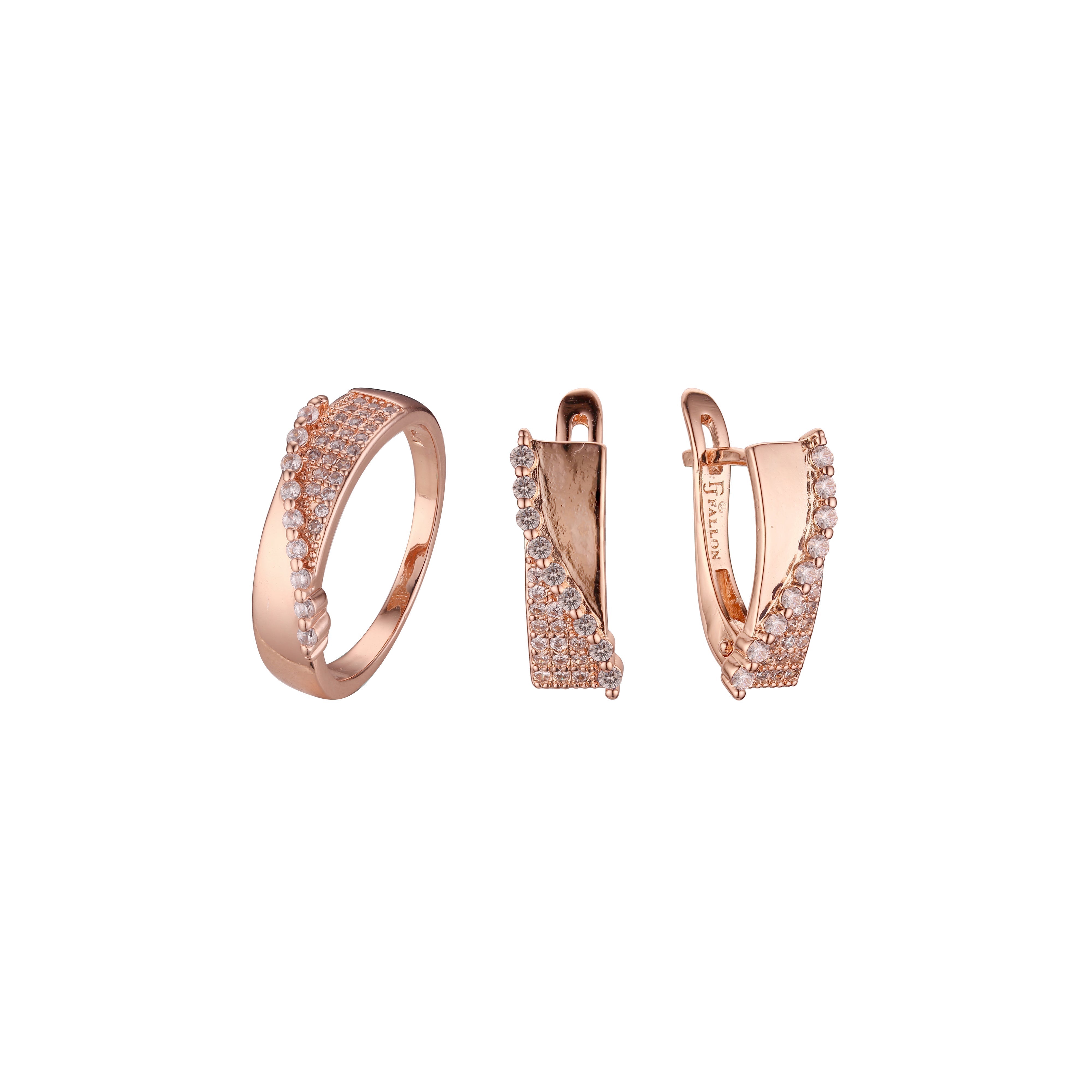Conjunto cruzado de meio cluster de ouro rosa