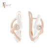 Wings of Angel white CZs Rose Gold two tone Clip-On Earrings