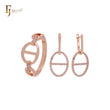 Mariner-Form-Glied mit weißen Zirkonia-Steinen Roségold-Schmuckset mit Ringen