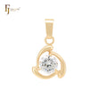 Triple row white CZ solitaire 14K Gold Pendant