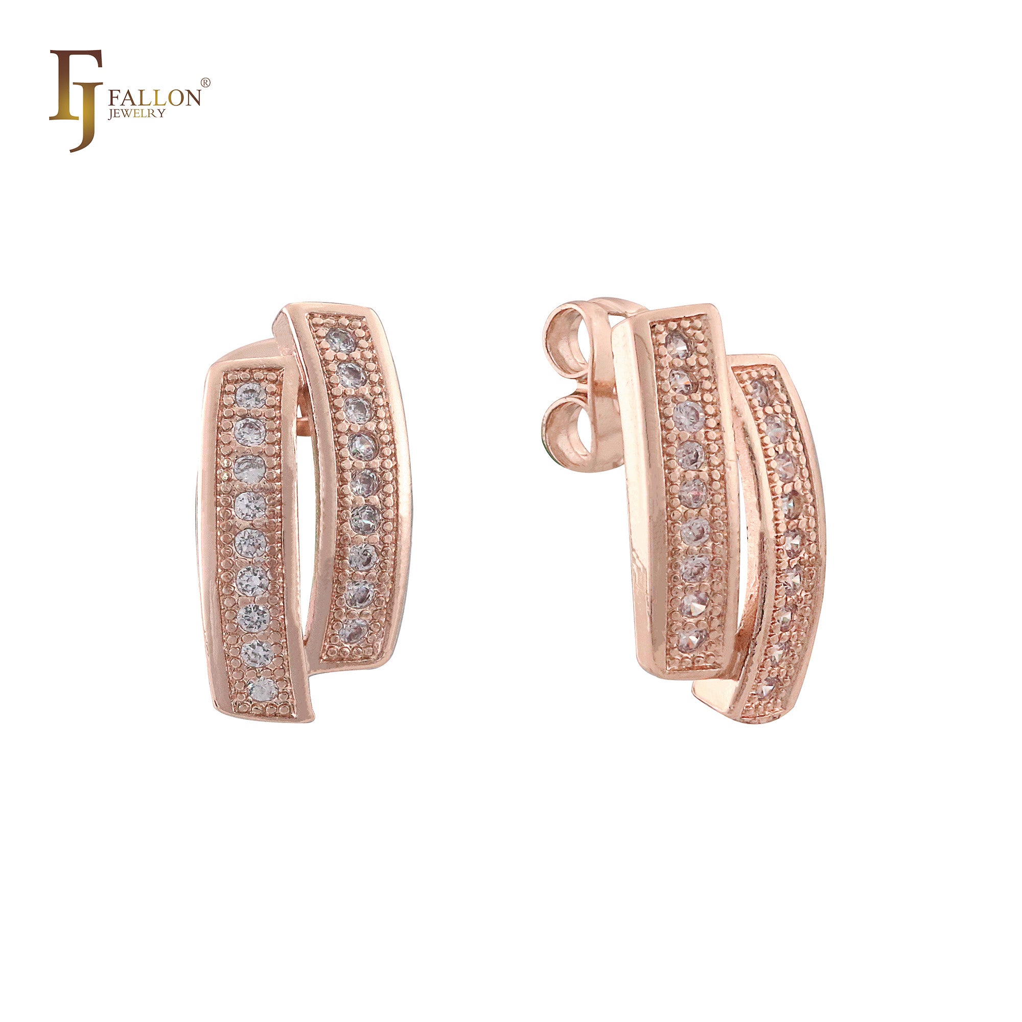 Cluster Stud Earrings plated in Rose Gold,14K Gold