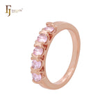 Five white CZs 14K Gold, White Gold or Silver plated Wedding Band Rings