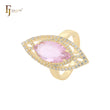 Solitaire Maruquise Colorful CZ Halo White CZs 14K Gold Open Fashion Rings