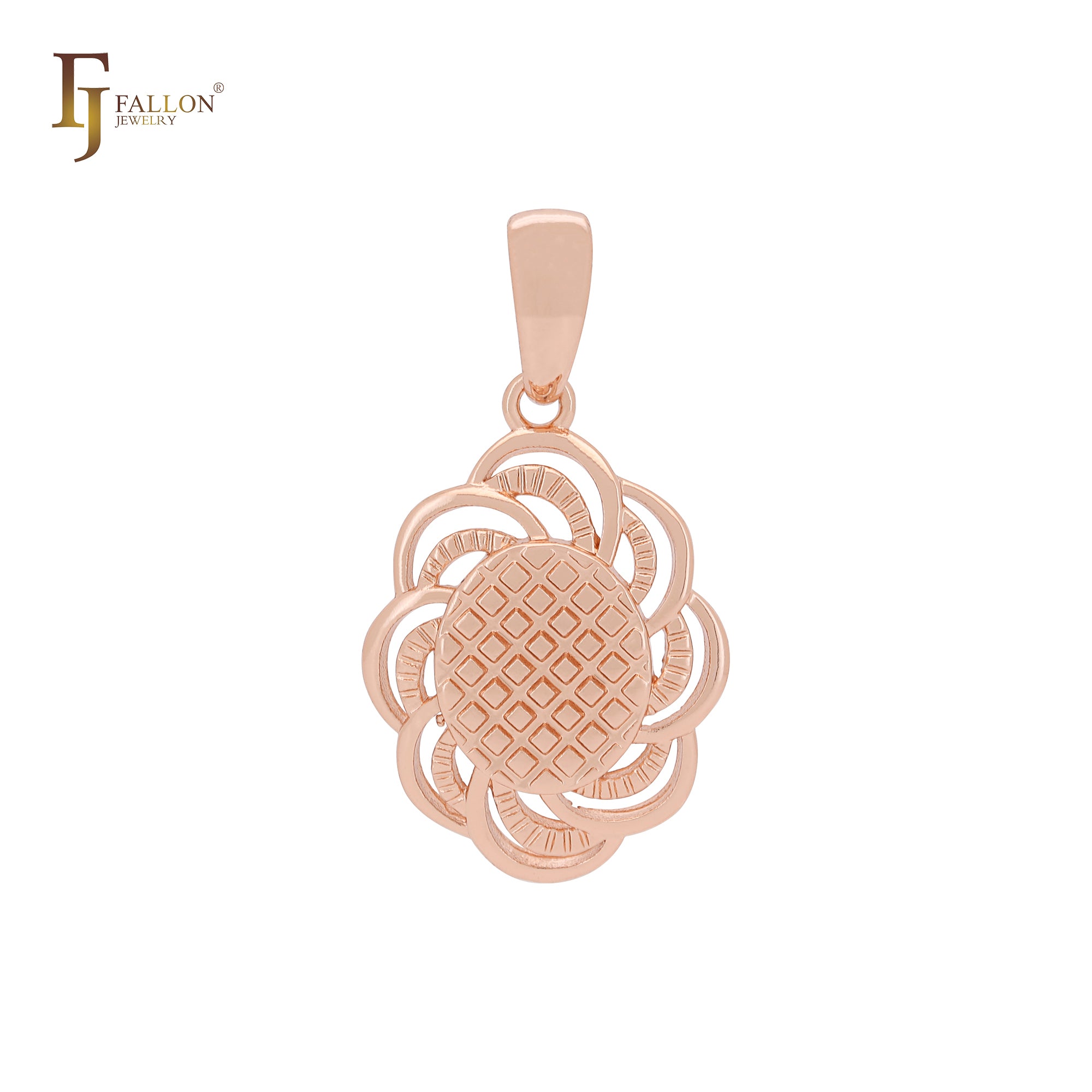 Spinning mesh flower textured Rose Gold Pendant
