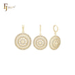 Halo en halo de circonitas blancas Conjunto de joyería de oro de 14 quilates con colgante