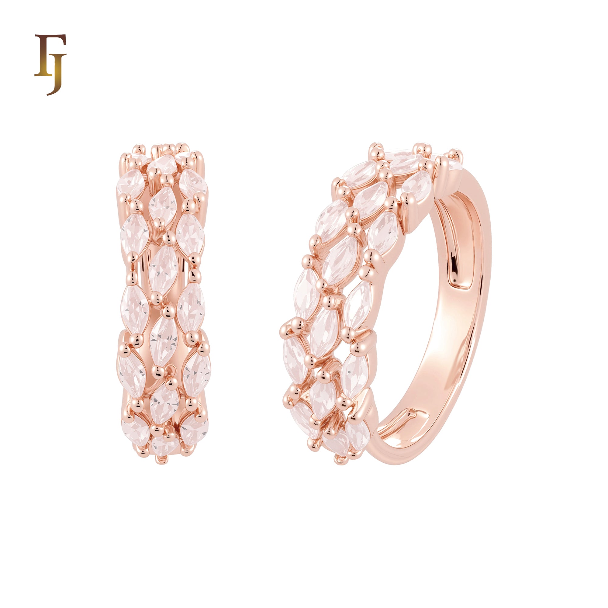 Halo white CZs cluster Marquise 14K Gold, Rose Gold Wedding Set Rings Engagement and Band