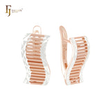 Ladder shaped geometric 14K Gold two tone Clip-On Earrings