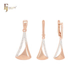 Dreieckiges Pendel aus weißen Zirkonia Roségold Schmuckset mit Anhänger