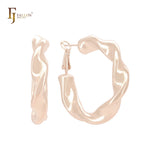 Twisted band irregular shaped 14K Gold, Rose Gold, White Gold Hoop Earrings