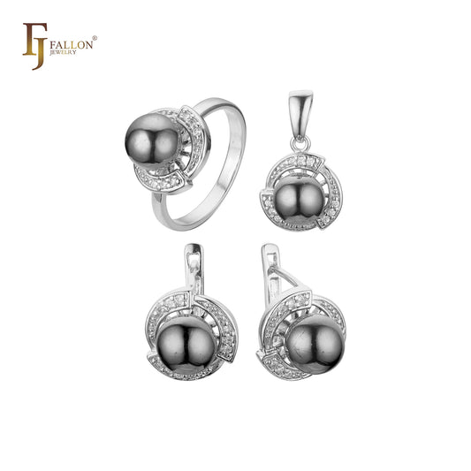 Rose Gold black pearl set