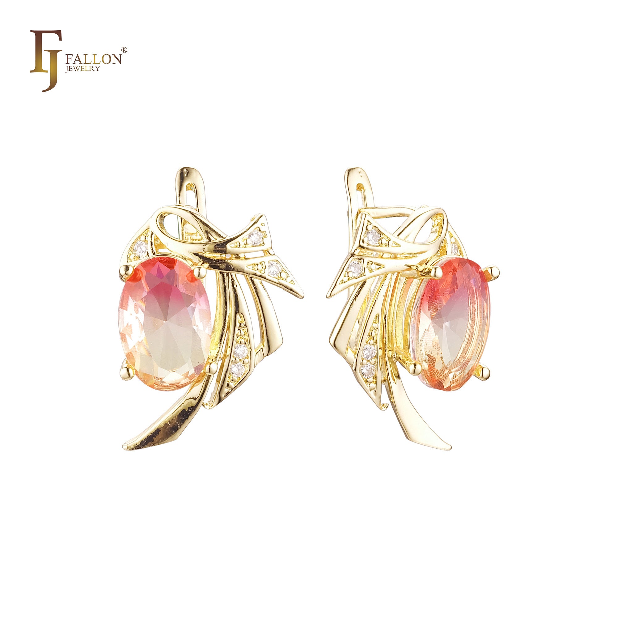 .Wings solitaire earrings in 14K Gold, Rose Gold plating colors