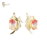.Wings solitaire earrings in 14K Gold, Rose Gold plating colors