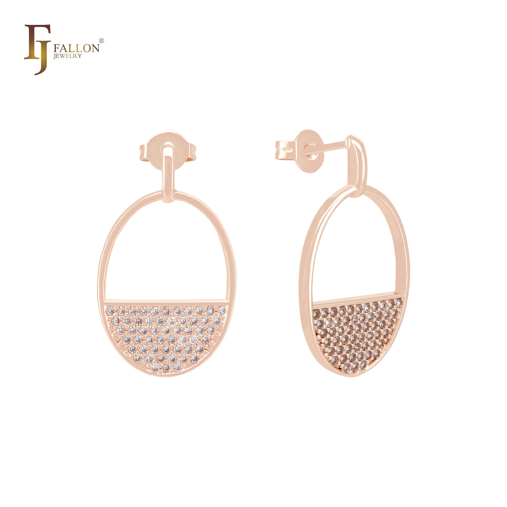 Bucket of white Czs Rose Gold Clip-On Earrings
