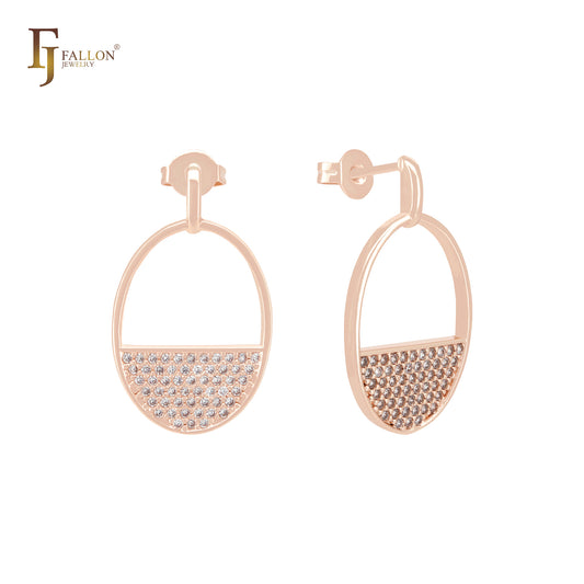 Bucket of white Czs Rose Gold Clip-On Earrings