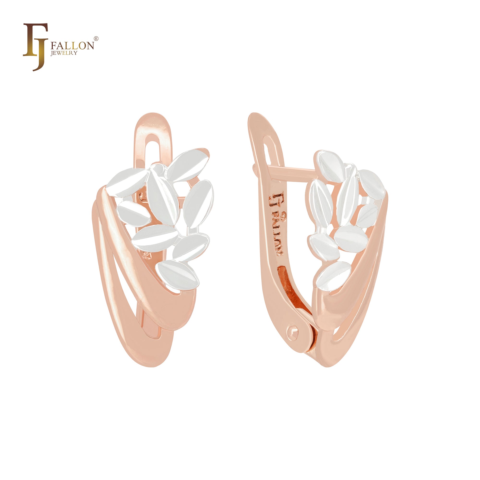 Thousand leaves silver Rose Gold two tone Clip-On Earrings