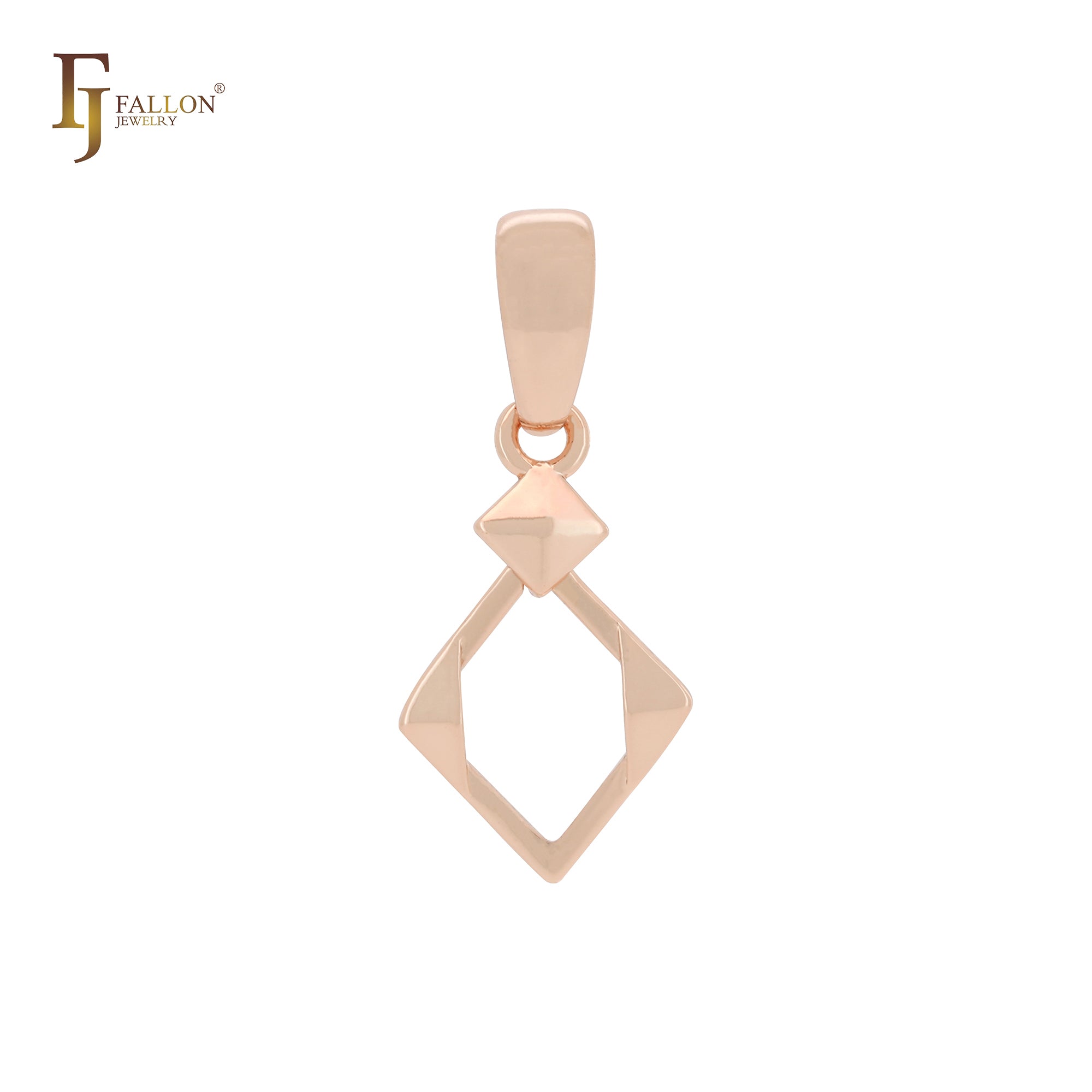 Pingente Losango em Ouro 14K, Ouro Rosa e Ouro Branco
