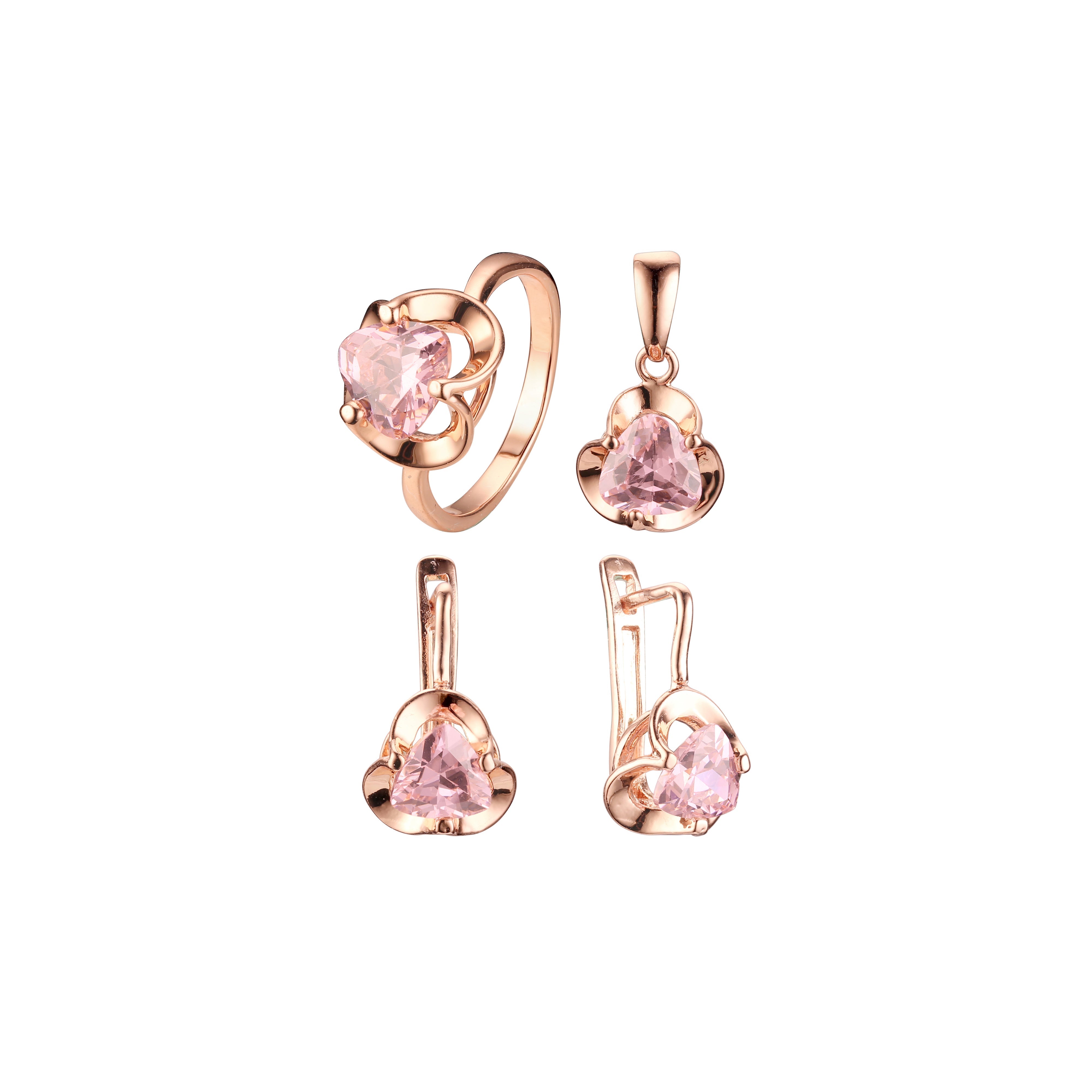 Rose Gold solitaire triangular CZ set