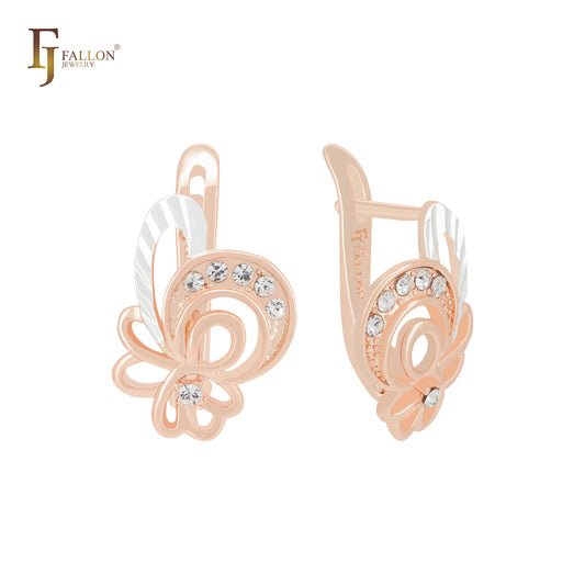 Dancing Flower Rose Gold two tone Clip-On Earrings