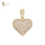 Heart of white CZs Cluster 14K Gold Heart Pendant