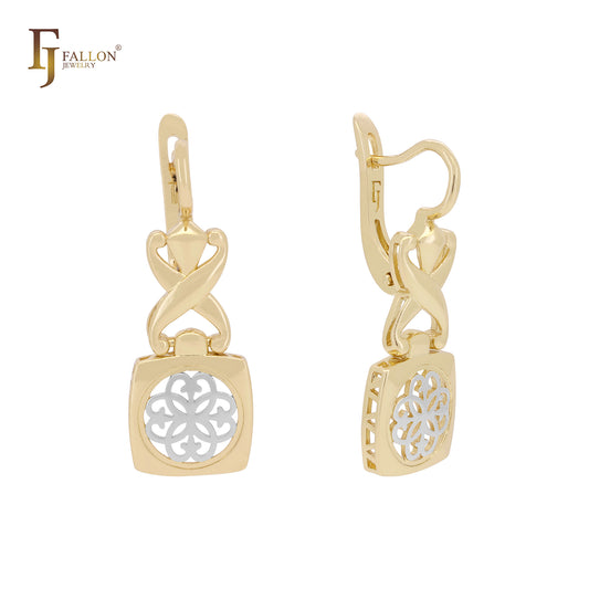 Dangling Filigree Lock White Gold earrings