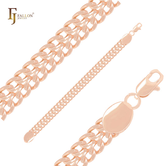 Double Cuban Link Rose Gold 9mm wide Bracelets