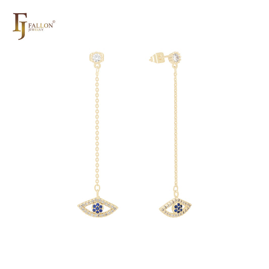 Eyes of Cluster CZs Drop 14K Gold Stud Earrings