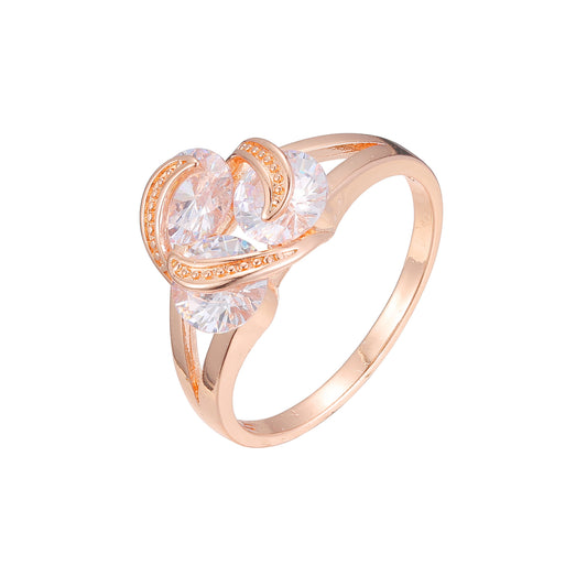 Cluster triple stones rings in 18K Gold, White Gold, 14K Gold, Rose Gold plating colors