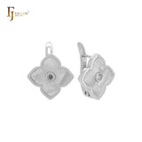 🔥 Lotus lucky white or black colorful clover Rose Gold Russian Lock Earrings