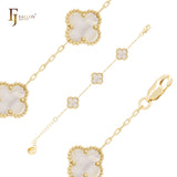 Pure white or black lucky Clover shape Rose Gold paperclip link braclets or chain