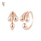 Triple Rounded Bead Minimalism Rose Gold Resizable Open Rings
