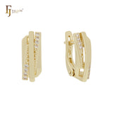 Geometric designed 14K Gold, Rose Gold Russian Lock earrings