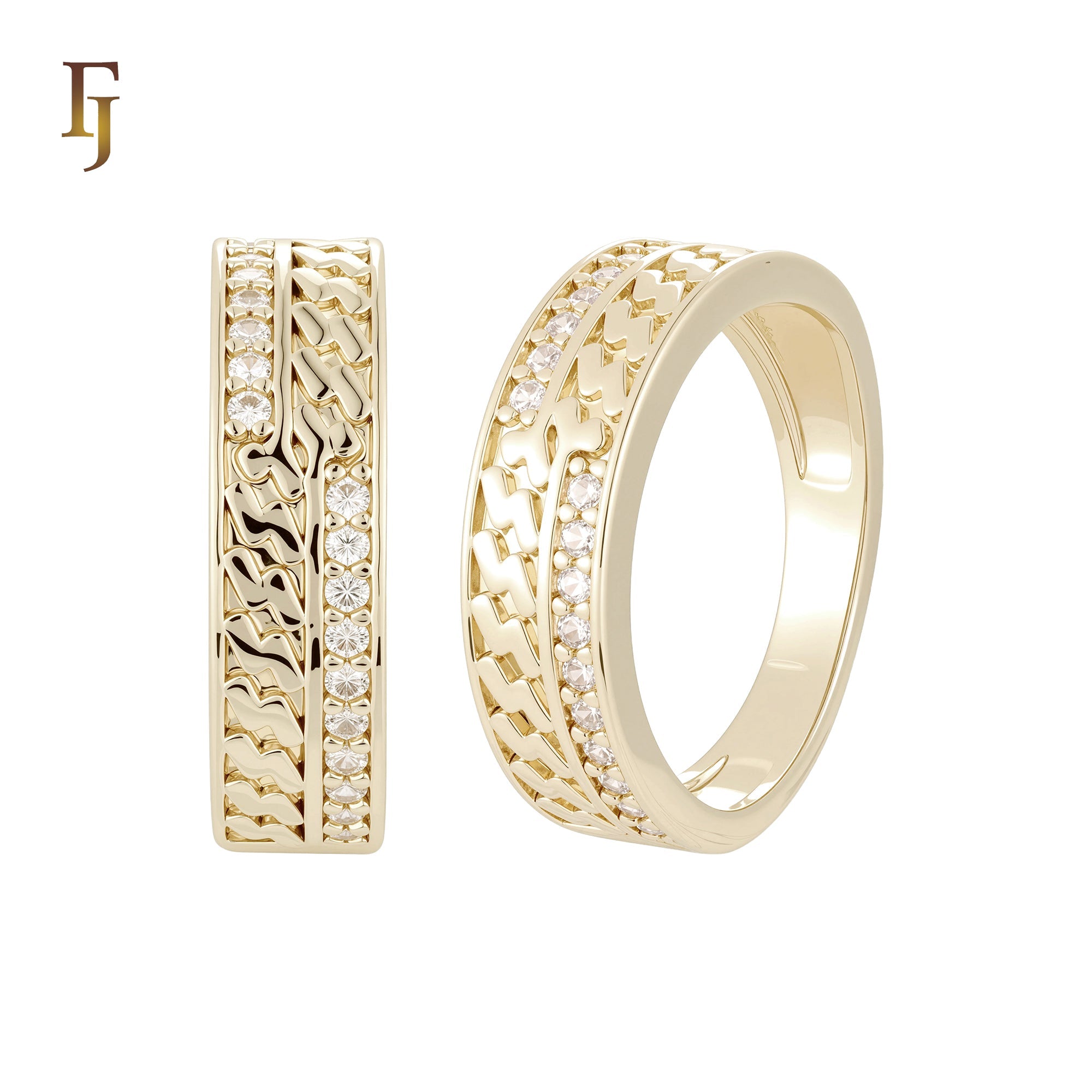 Solitaire white CZs bands white CZs 14K Gold, Rose Gold Engagement Rings