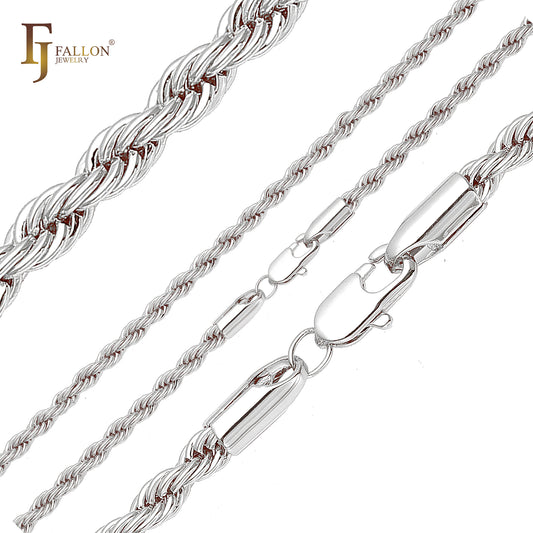 Classic White Gold French Rope chains [Thin 2mm-4mm]
