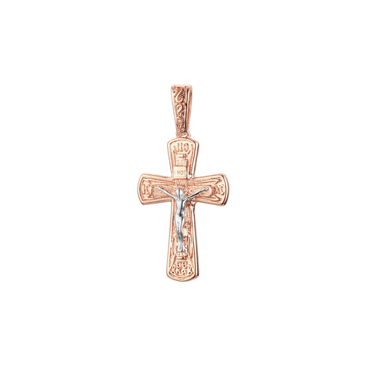 🔥 Eastern Orthodox Russian budded pendant in Rose Gold two tone, 14K Gold plating colors