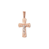 🔥 Eastern Orthodox Russian budded pendant in Rose Gold two tone, 14K Gold plating colors