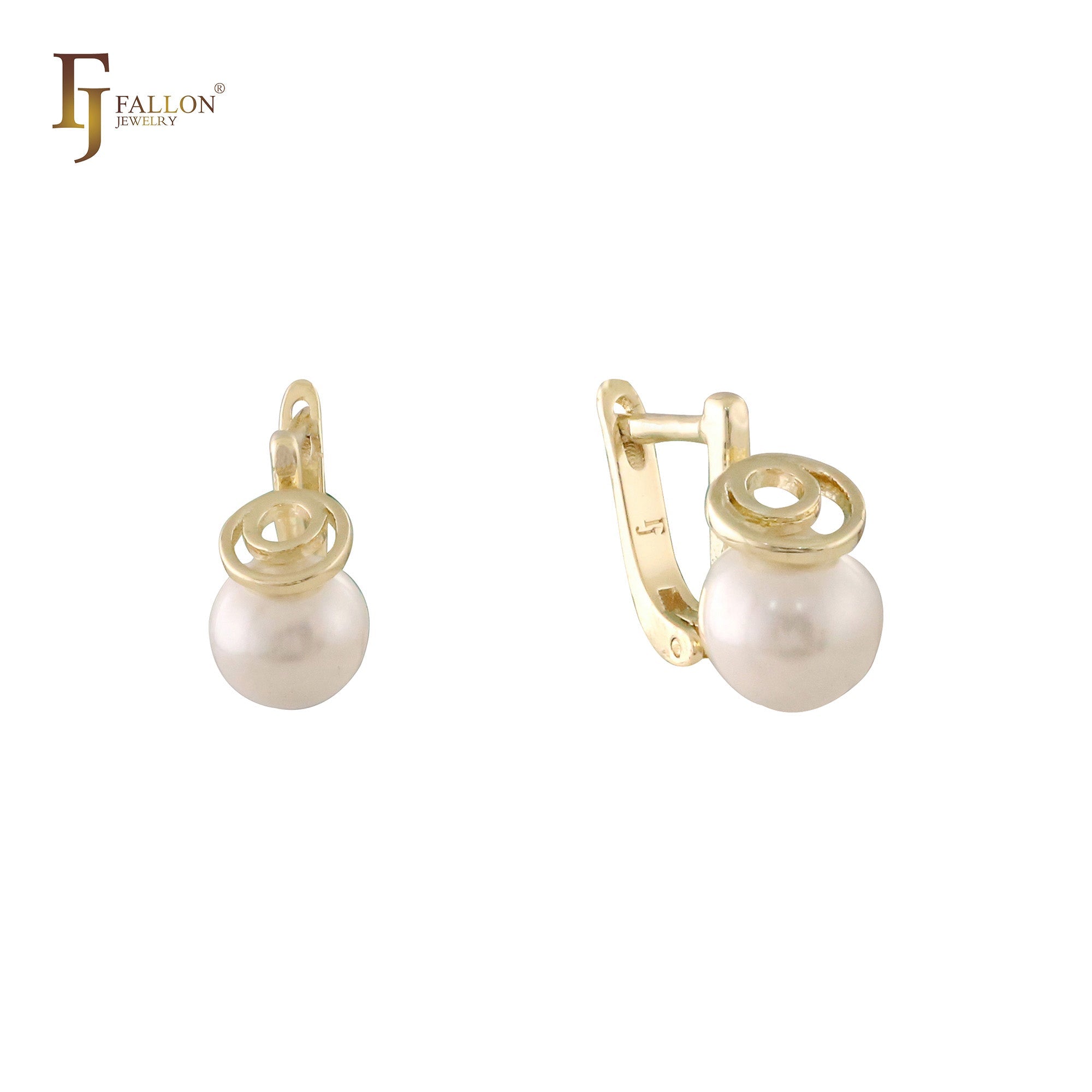 Solitaire pearl with Angel ring Rose Gold, 14K Gold earrings