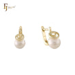 Solitaire pearl with Angel ring Rose Gold, 14K Gold earrings