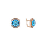 Halo Solitaire 大宝石耳环，14K 金、18K 金、玫瑰金镀层