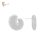 Irregular glossy u shaped rounded head 14K Gold, Rose Gold, White Gold Stud Earrings