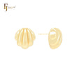Brincos de pino em forma de concha de cinco fileiras de cabeça para baixo em ouro 14K, ouro rosa e ouro branco