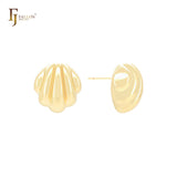 Brincos de pino em forma de concha de cinco fileiras de cabeça para baixo em ouro 14K, ouro rosa e ouro branco