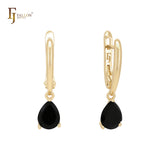 Solitaire apple green drop CZ Rose Gold Russian Lock Earrings