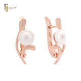 Elegant pearl Rose Gold Russian Lock Earrings