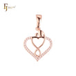 Heart of white CZs infinity Rose Gold Heart Pendant