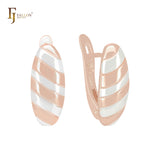 Croissant Shaped Rose Gold, 14K Gold two tone Clip-On Earrings
