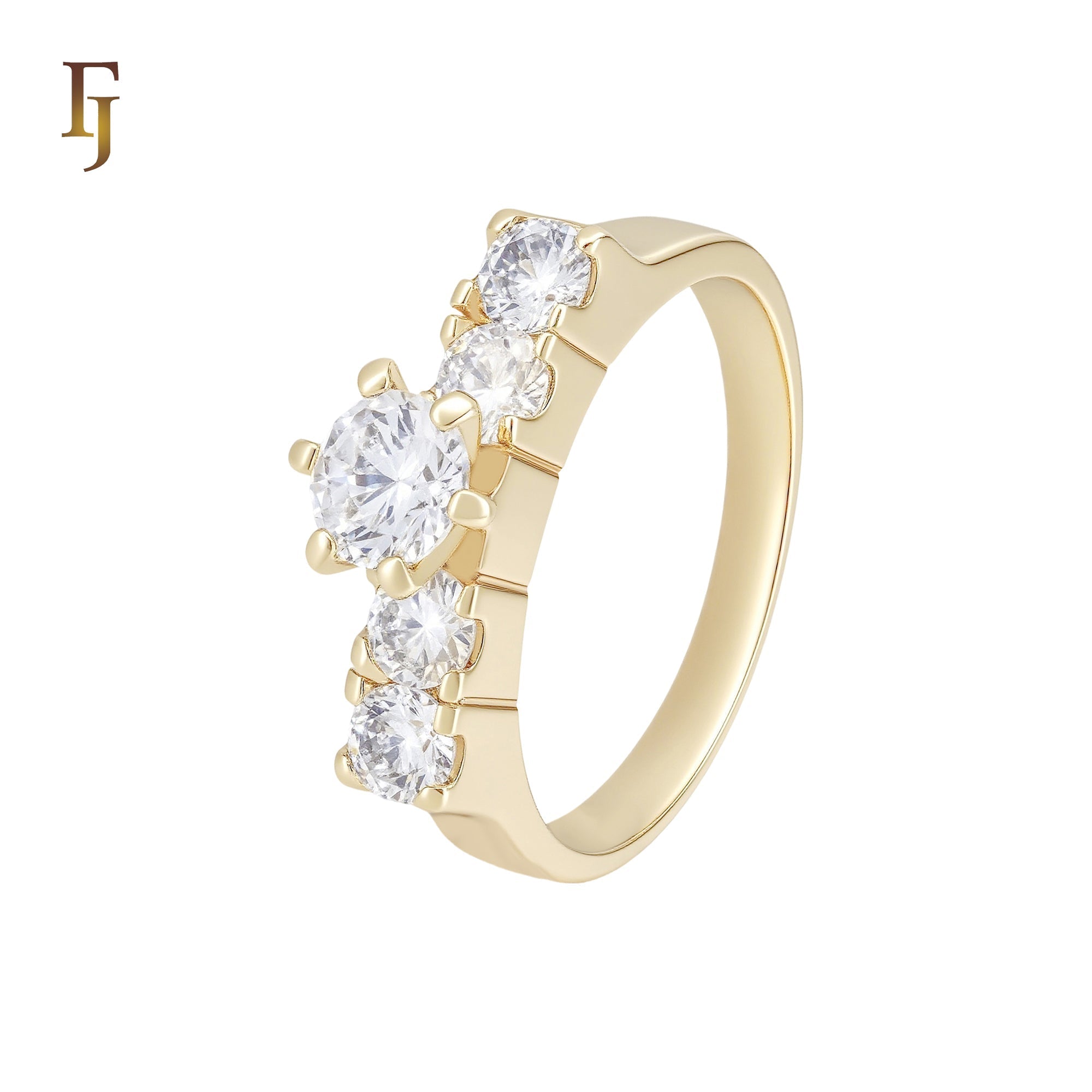 Cluster white CZs 14K Gold Wedding Set Rings