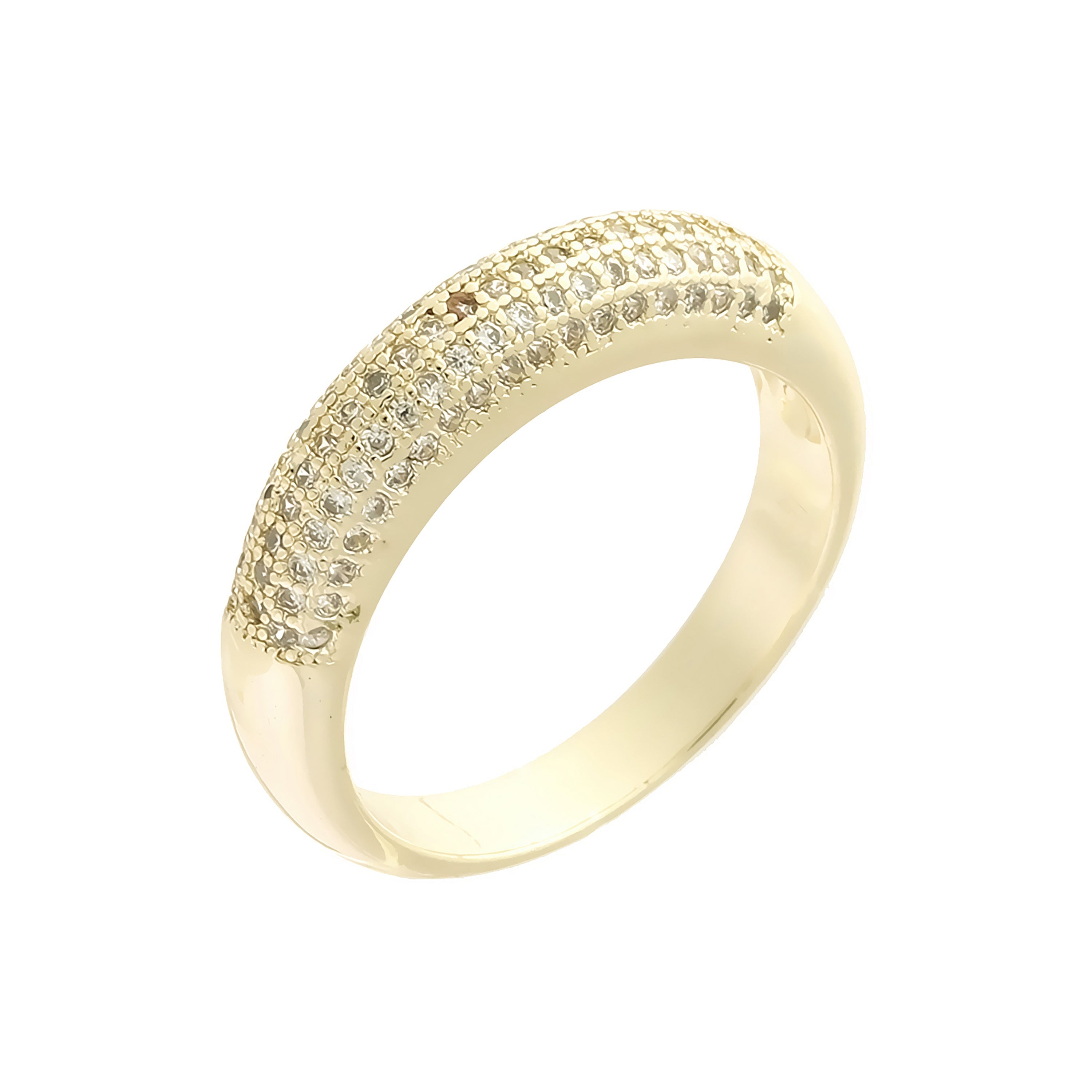 Elegante conjunto cz branco pavimentado de cinco fileiras ouro rosa, anéis de ouro 14K