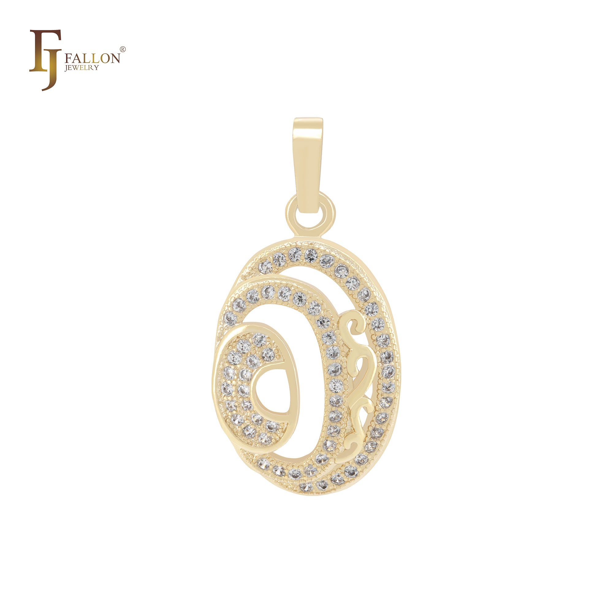 Cluster white CZs 14K Gold Pendant