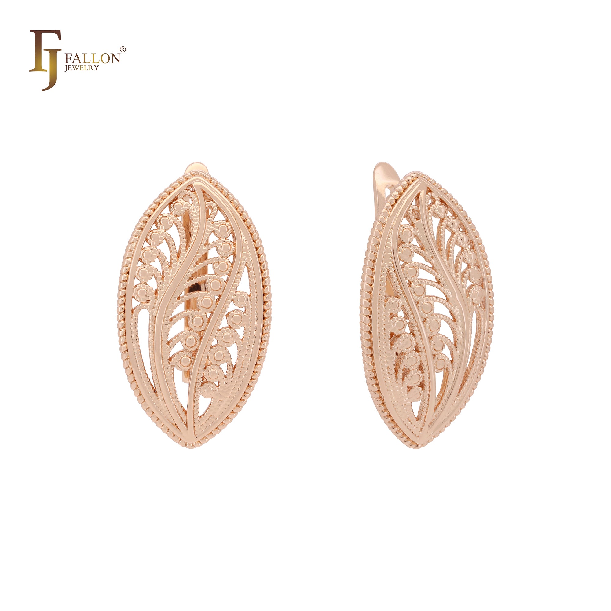 Marquise oval filigree of branches of tree Rose Gold Russian Lock