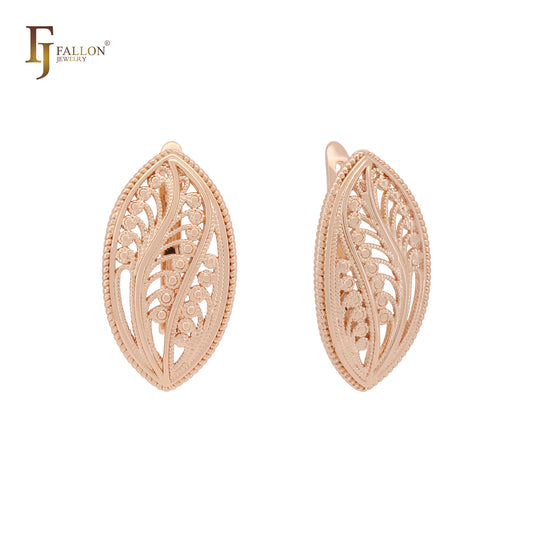 Marquise oval filigree of branches of tree Rose Gold Russian Lock